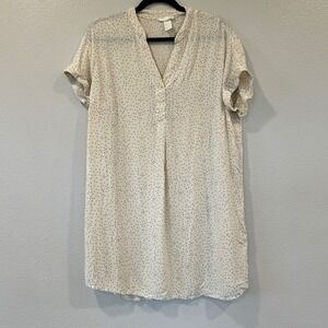 H&M Cream Polka Dot V-Neck Tunic Flowy Women's Size 8